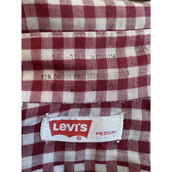 Levis Vintage Red Tab Button Shirt Size Medium M Upside Down Tag Gingham Plaid - Picture 16 of 16